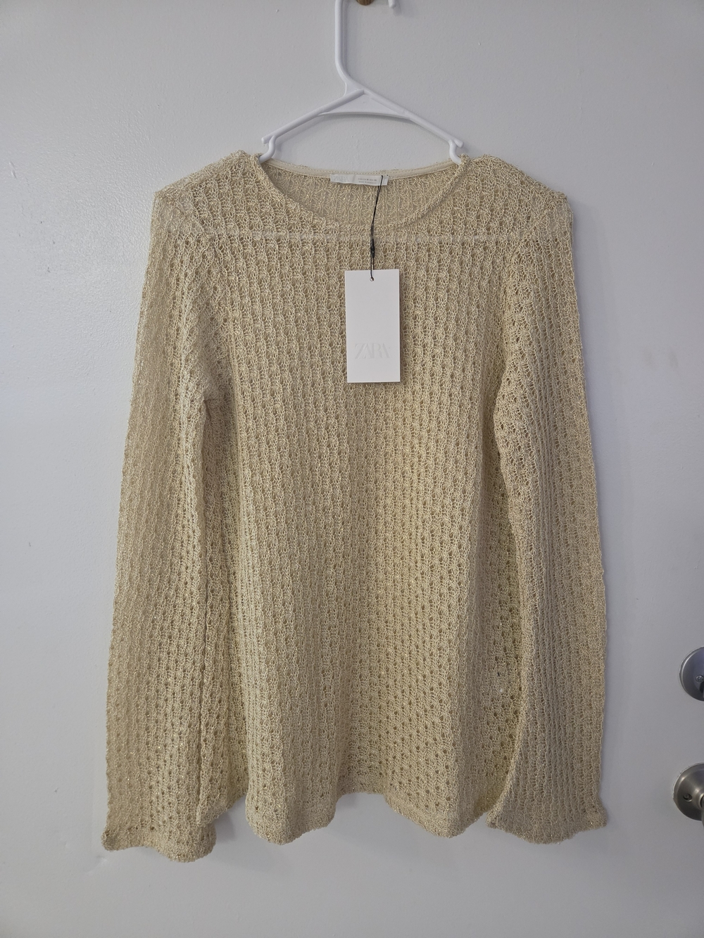 NWT Zara Women’s Cream Open-Knit Top